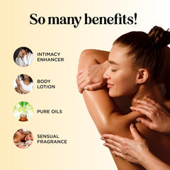 Maple Holistics tropical massage oil on skin highlights moisturizing benefits.