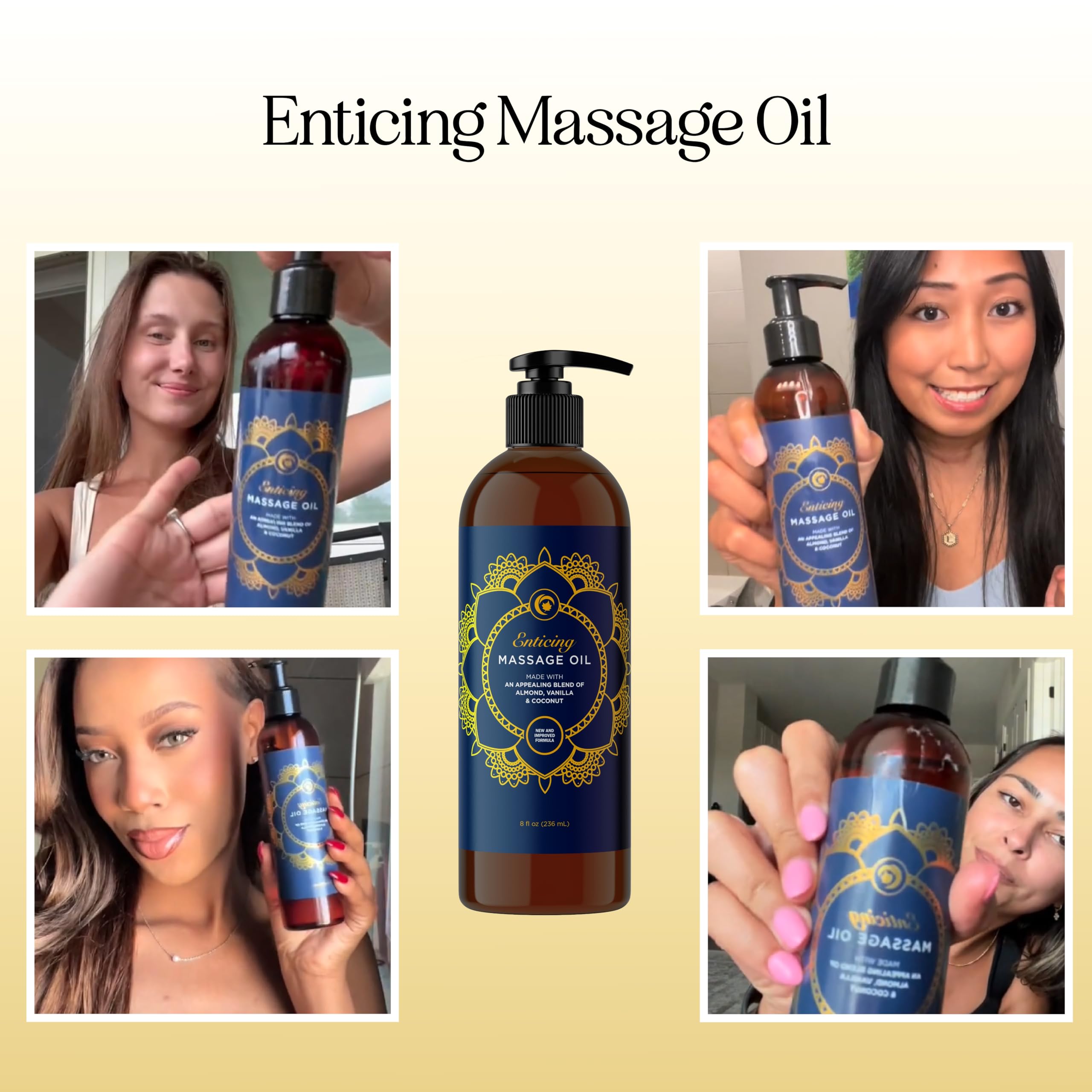 Maple Holistics vanilla massage oil being poured for easy application.