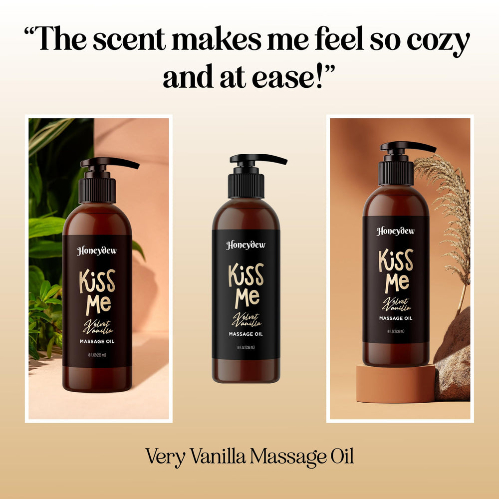 Maple Holistics Vanilla Sensual Massage Oil being poured for smooth application.