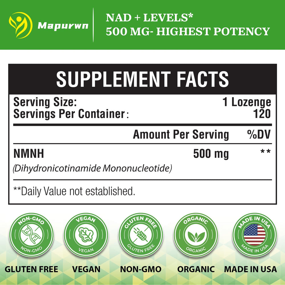 Mapurwn NMNH lozenge closeup dissolving for daily energy and focus