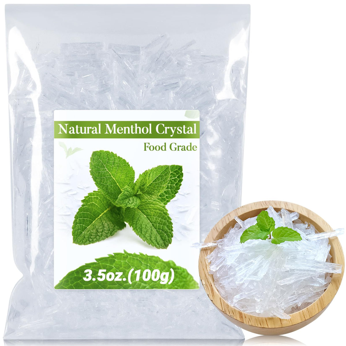 MAQIHAN Menthol Crystal Bulk in a jar for easy shower steamer making and aroma diffusion.