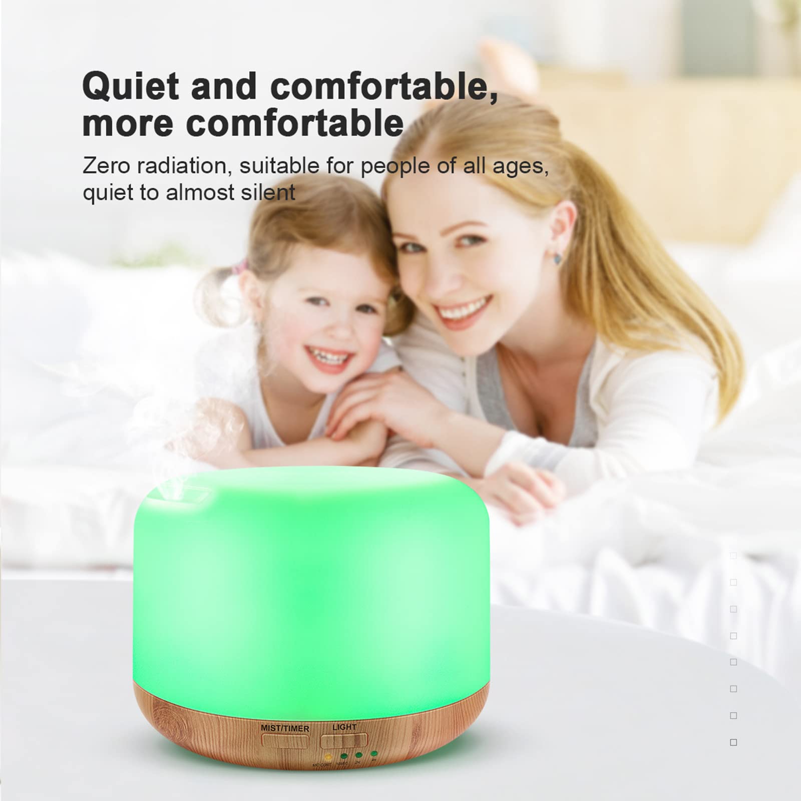 Marchred diffuser with LED colors enhances bedroom relaxation