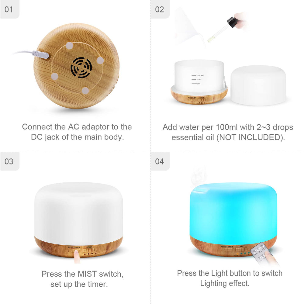 Marchred remote-control diffuser with seven LED hues for mood lighting