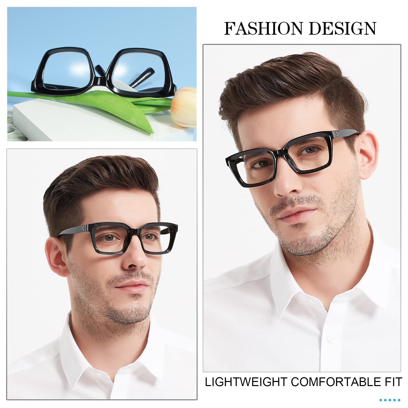 Mare Azzurro retro square reading glasses black side, lightweight comfort for daily use.