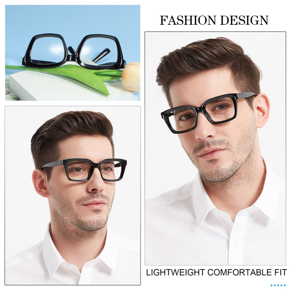 Mare Azzurro retro square reading glasses black side, lightweight comfort for daily use.