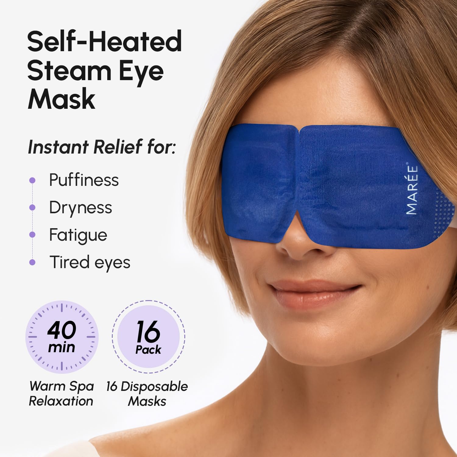 MAREE lavender aromatherapy steam mask provides calm ambience during self-care.