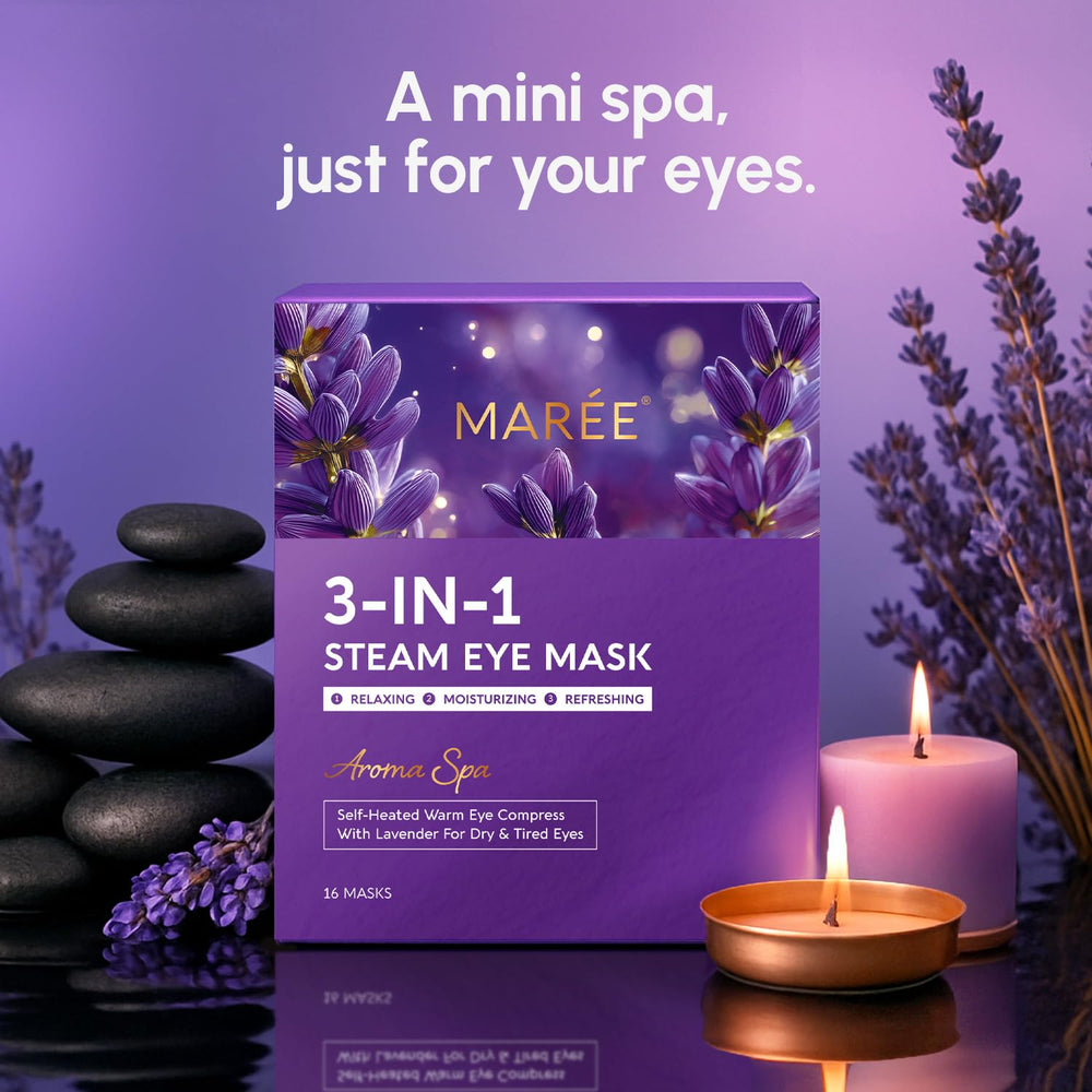 MAREE warm eye mask acts as a comforting compress for relaxing evenings.