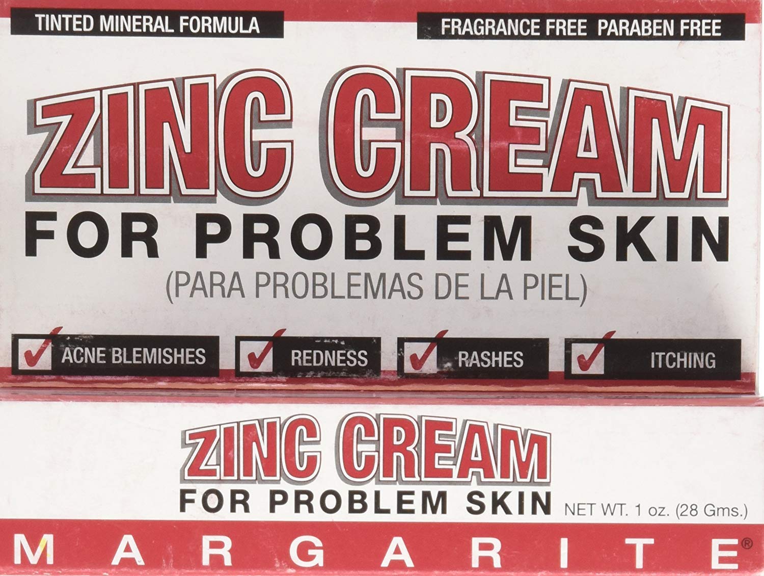 Margarite Zinc Cream 1oz pack conceals irritation and soothes redness for a calmer complexion.