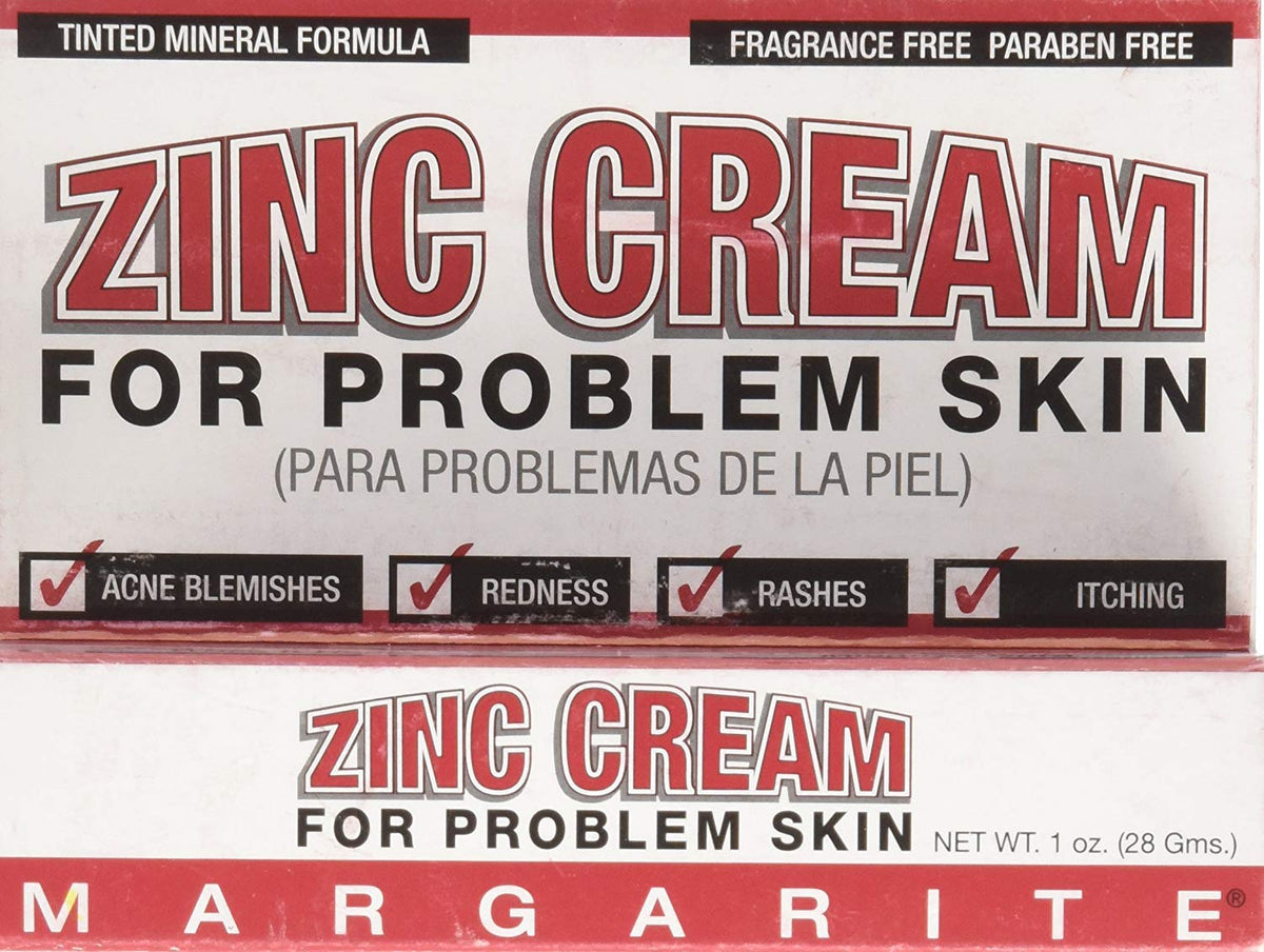 Margarite Zinc Cream 1oz pack conceals irritation and soothes redness for a calmer complexion.
