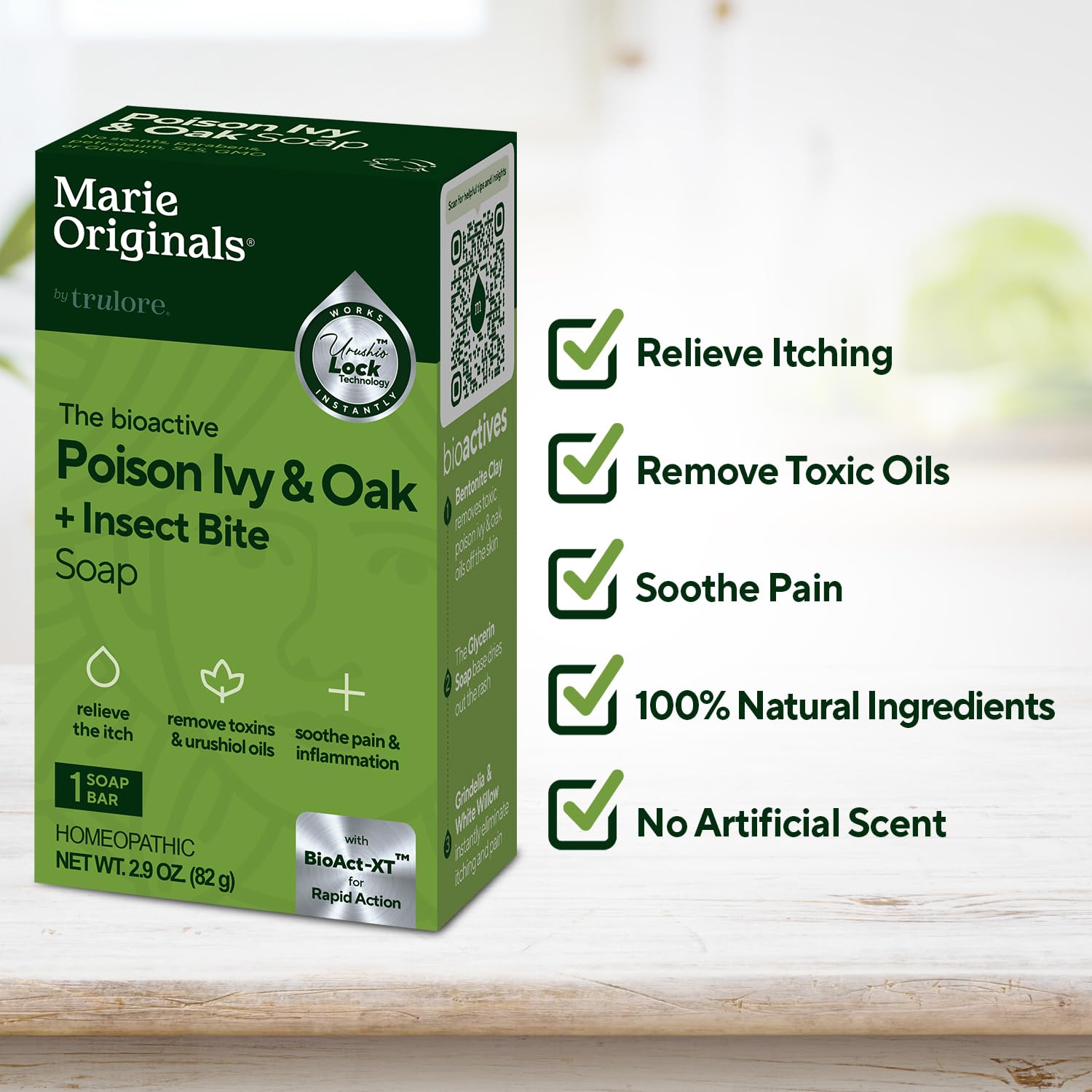 Primer plano de barra natural Marie Originals para uso diario.