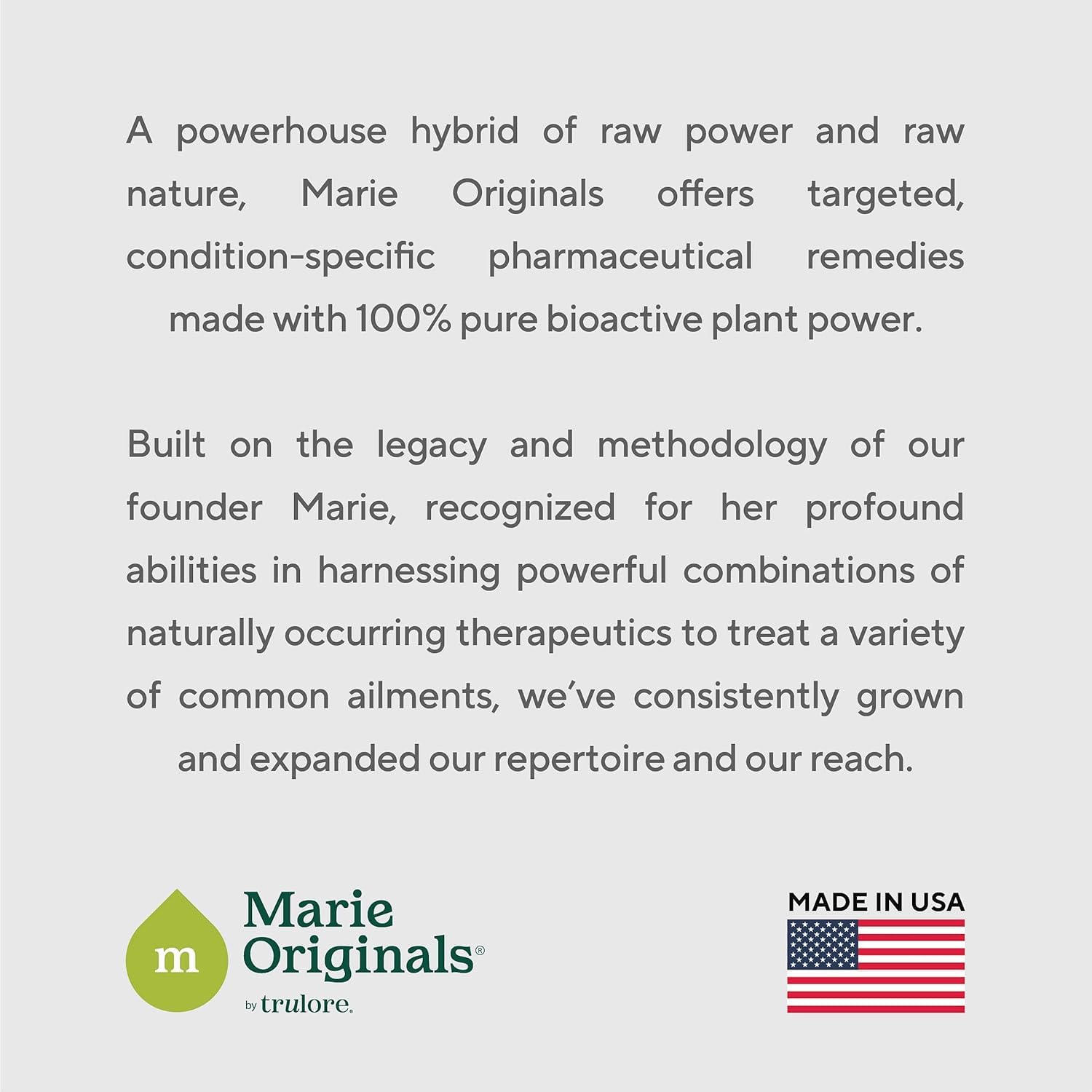 Etiqueta de ingredientes naturales en la barra Marie Originals.