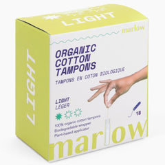 Tampón Marlow con algodón orgánico y aplicador base vegetal para uso cómodo