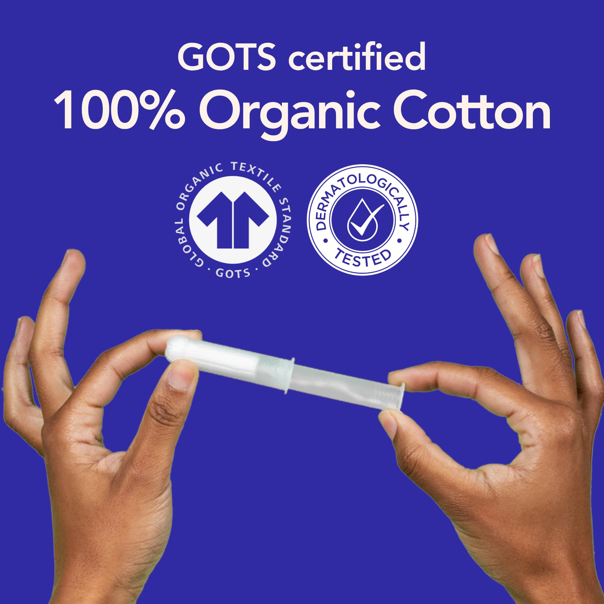 MARLOW tampon orgánico de algodón, aplicador compacto basado en plantas para uso suave.