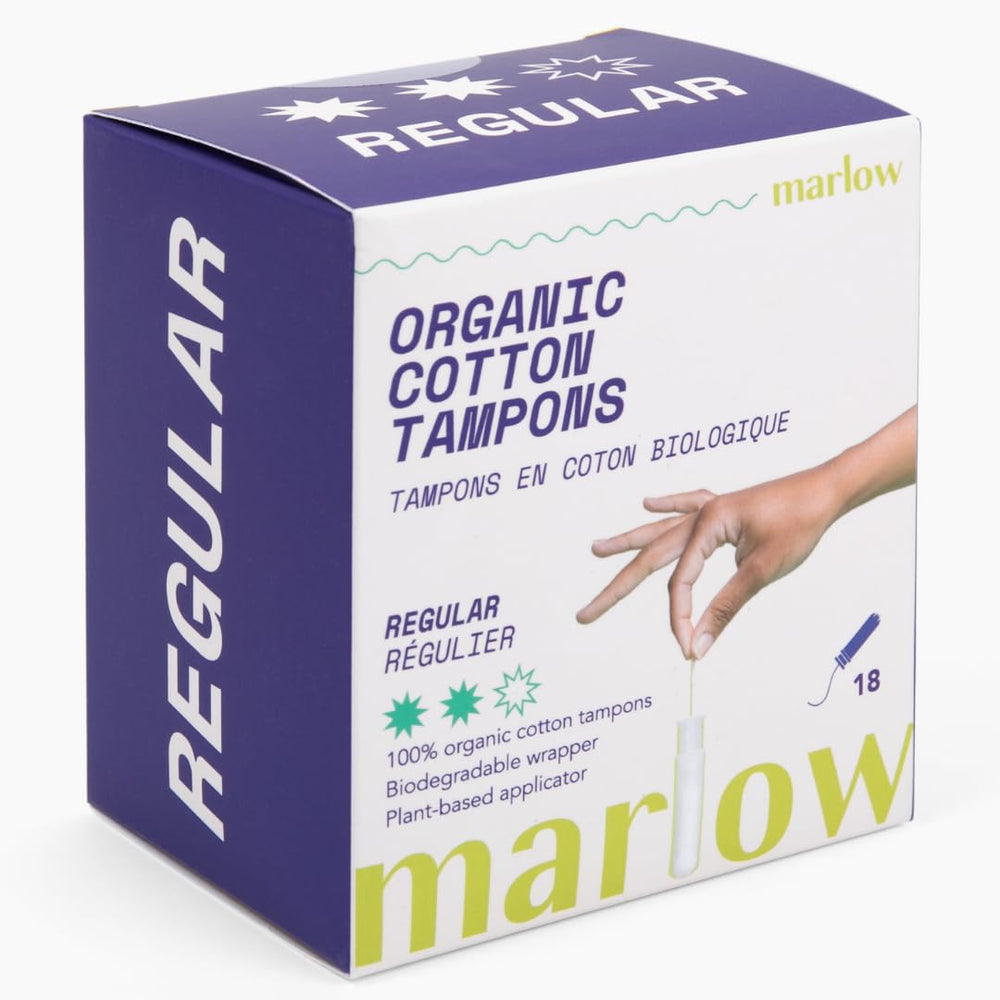 MARLOW tampón de algodón orgánico con deslizamiento suave para uso diario.