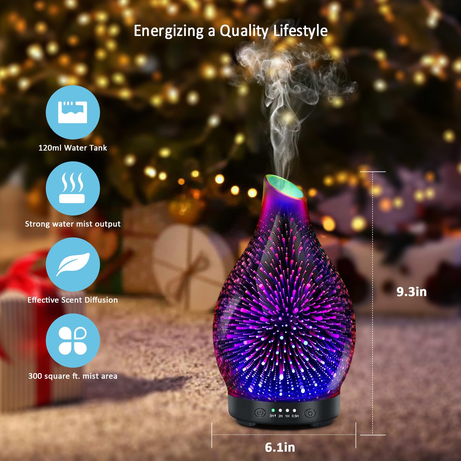 Maromamix diffuser showing four timer options for flexible diffusion