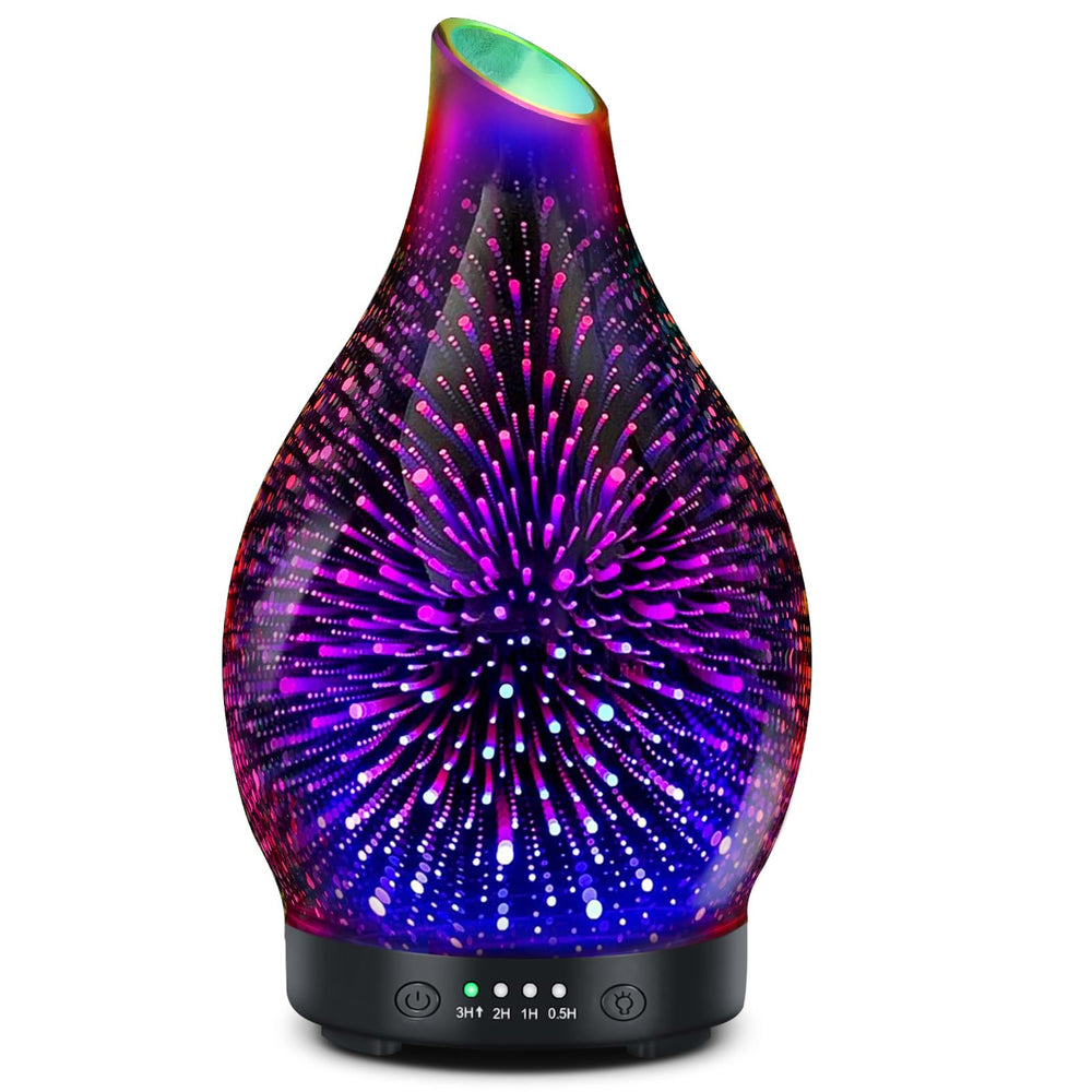 Maromamix essential oil diffuser with 3D fireworks glass for ambient fragrance and light