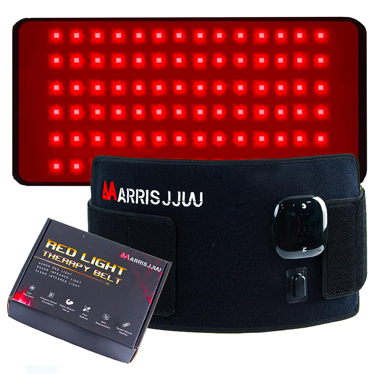 MarrisJjw Rechargeable Red Light Therapy Belt—front view for home use.