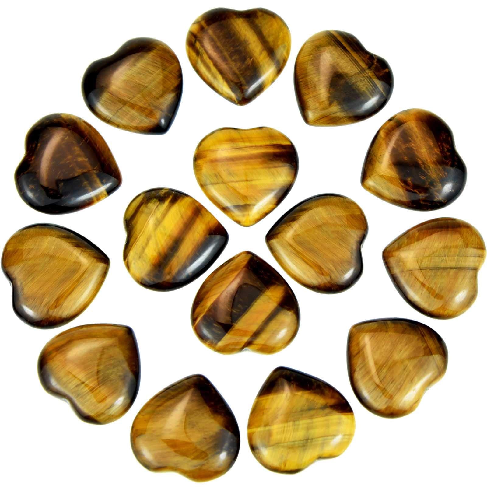 Marrywindix tiger eye heart worry stone held in hand for calming focus.