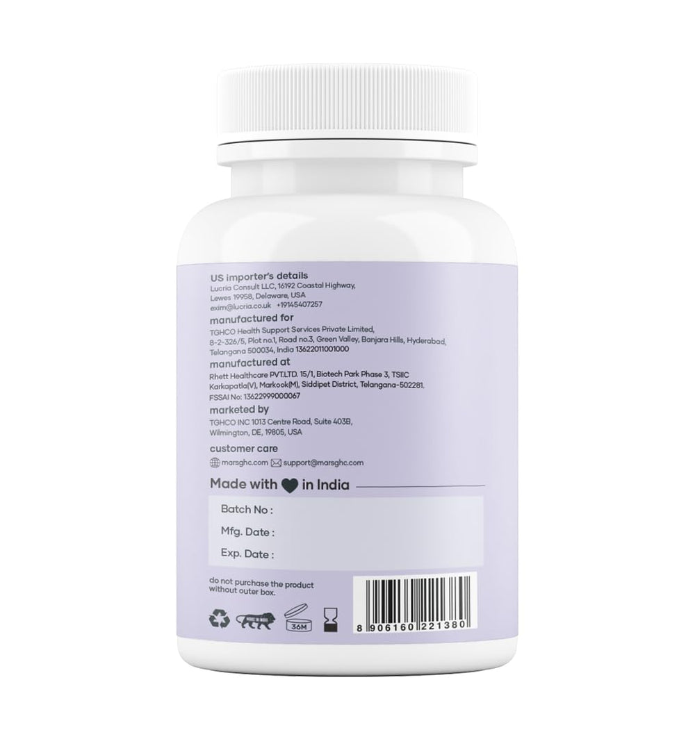 Mars by GHC vegan formula capsules offering plant-based nitric oxide support.