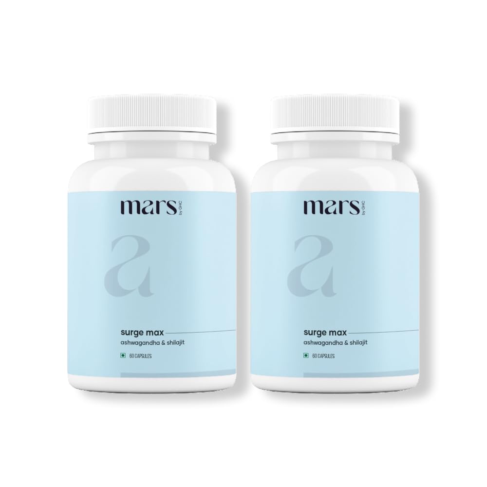 Mars by GHC Surgemax bottle-front shows energizing capsules for daily activity.
