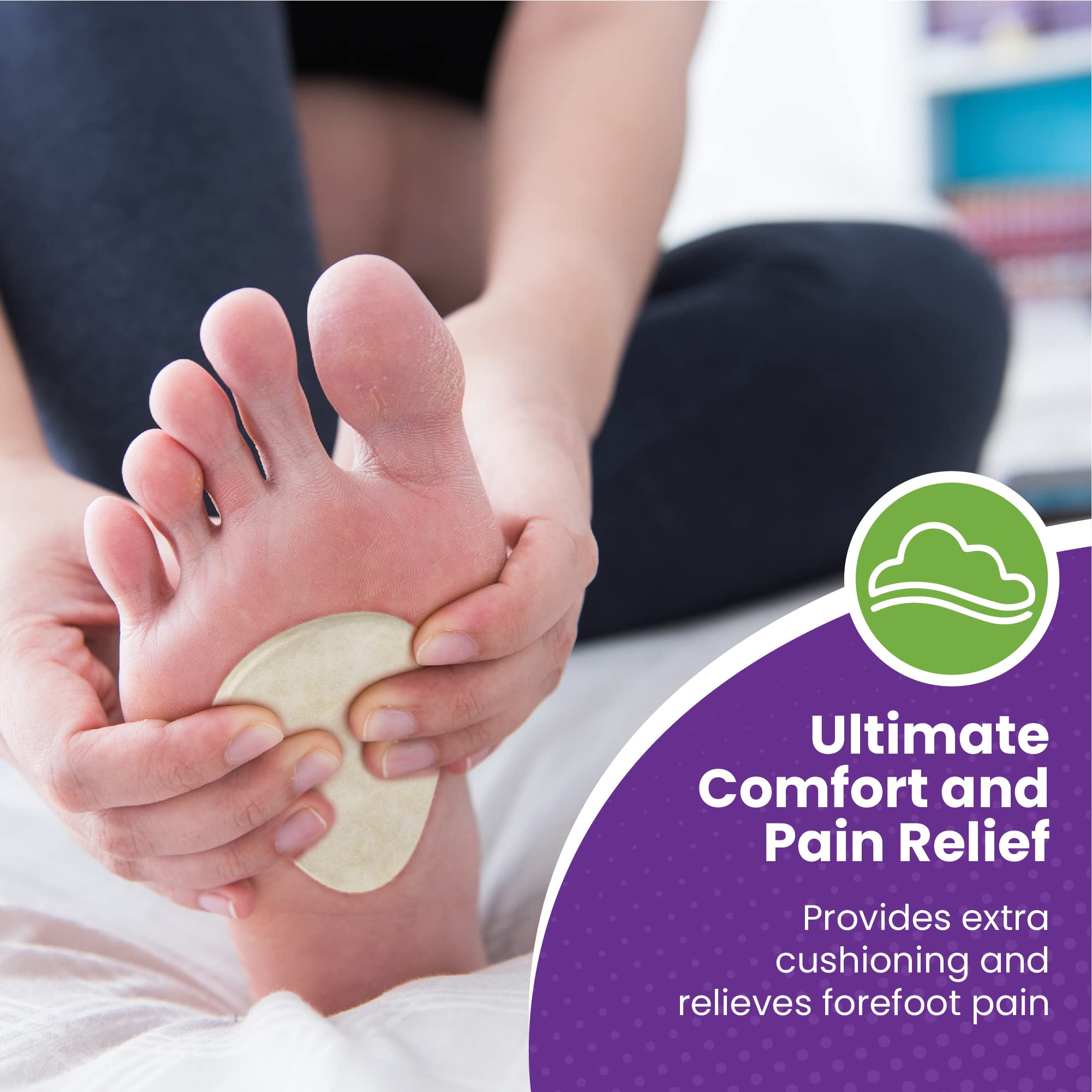 MARS WELLNESS Metatarsal Pad with adhesive back stays put during daily activities.