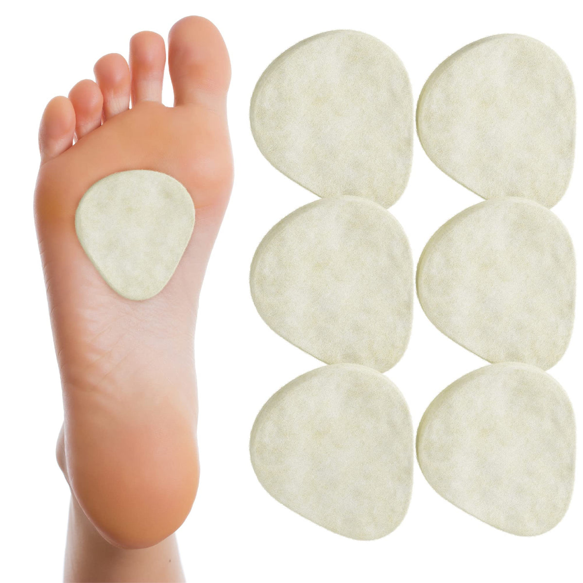 MARS WELLNESS metatarsal pad behind 2nd and 3rd heads provides pressure relief