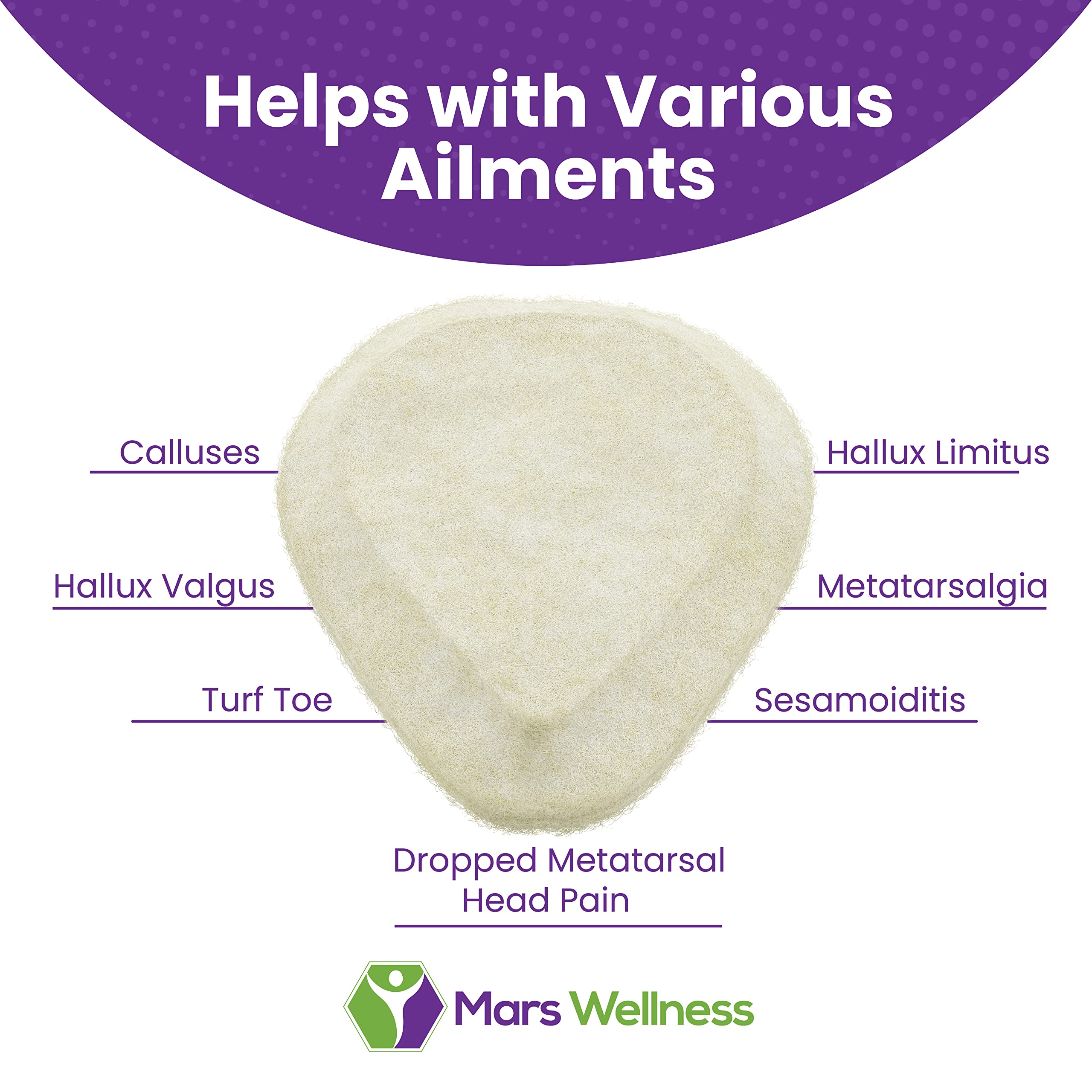 Pack of six pairs Mars Wellness metatarsal pads for versatility