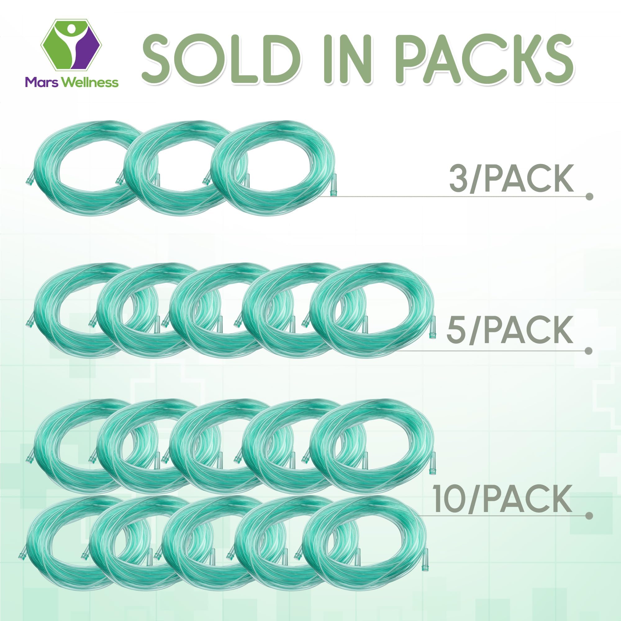Mars Wellness Oxygen Tubing straight uncoiled design minimizes torque on cannula.