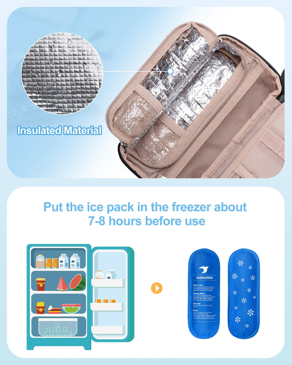 Marscamd insulated ice packs helping keep contents cool during travel