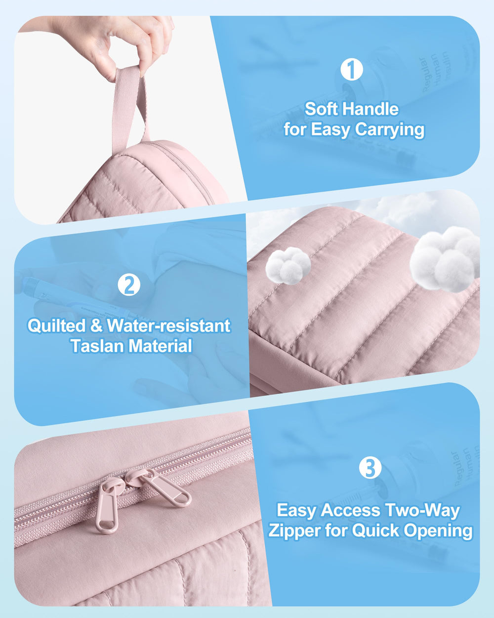Marscamd quilted pattern design adds stylish feminine appeal.
