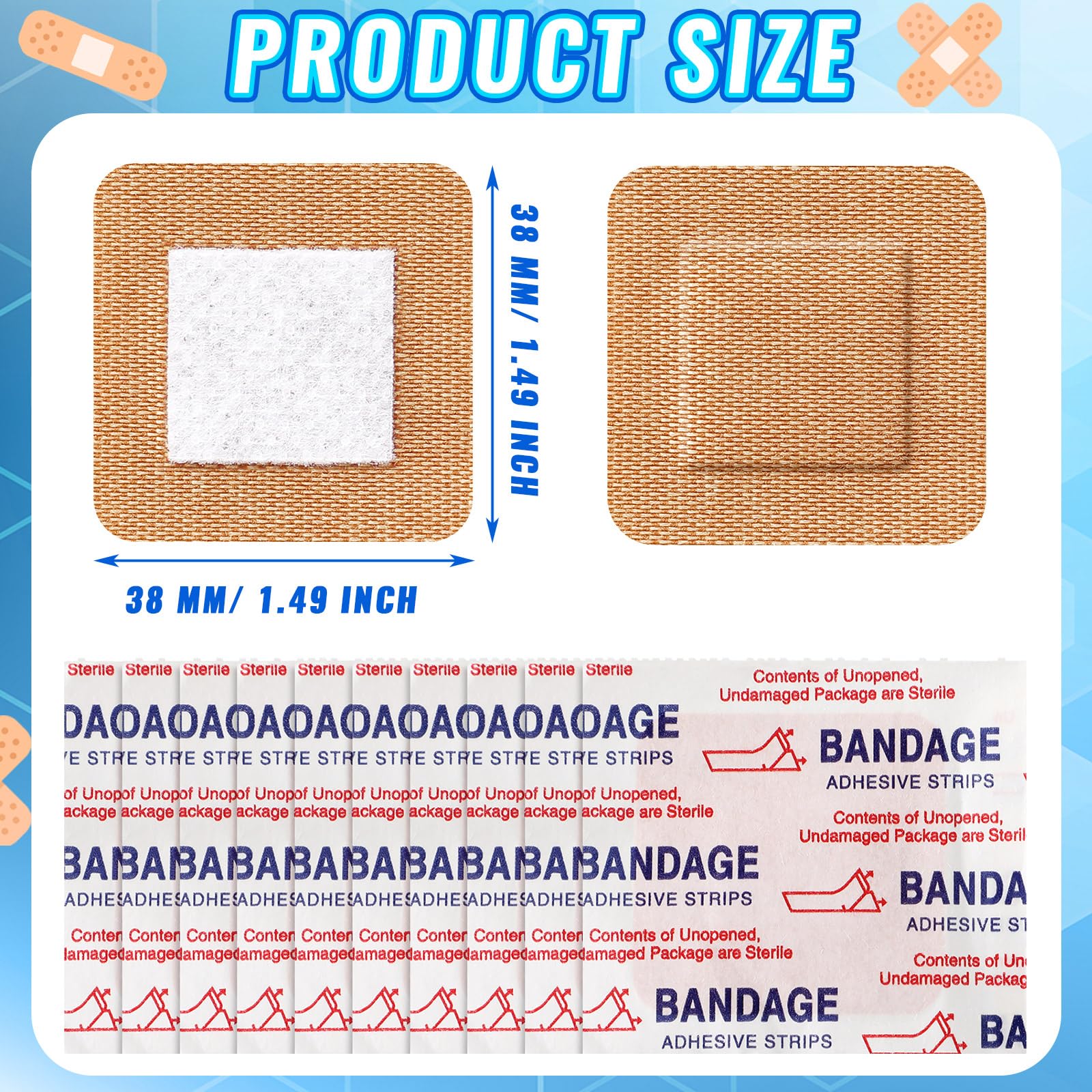 Marsui 200 pieces package of tan fabric bandages for daily use.