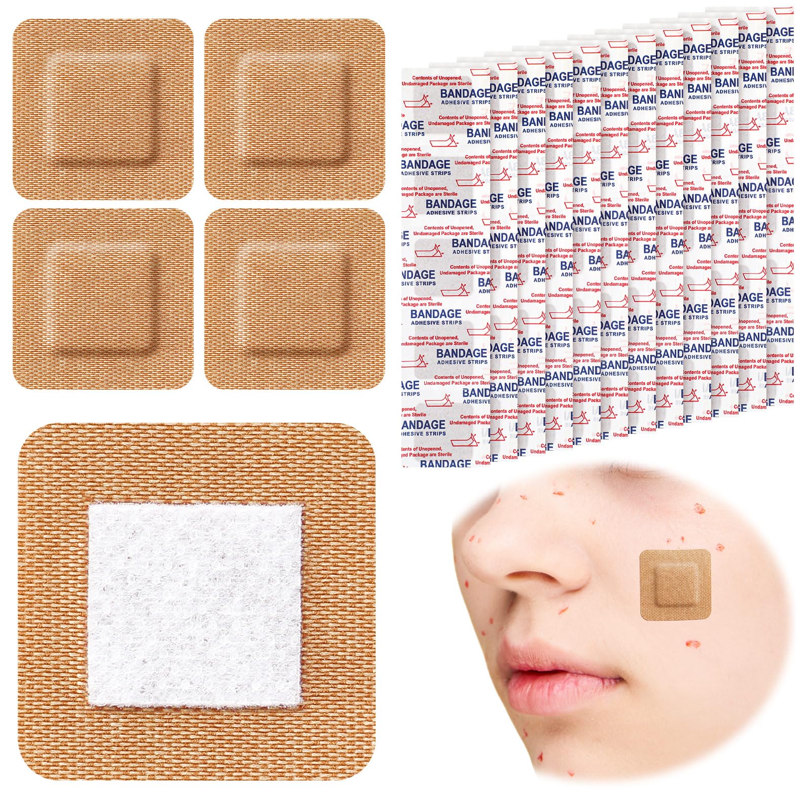 Marsui adhesive spots bandages tan fabric 1-inch ideal for small wounds and breathable protection.