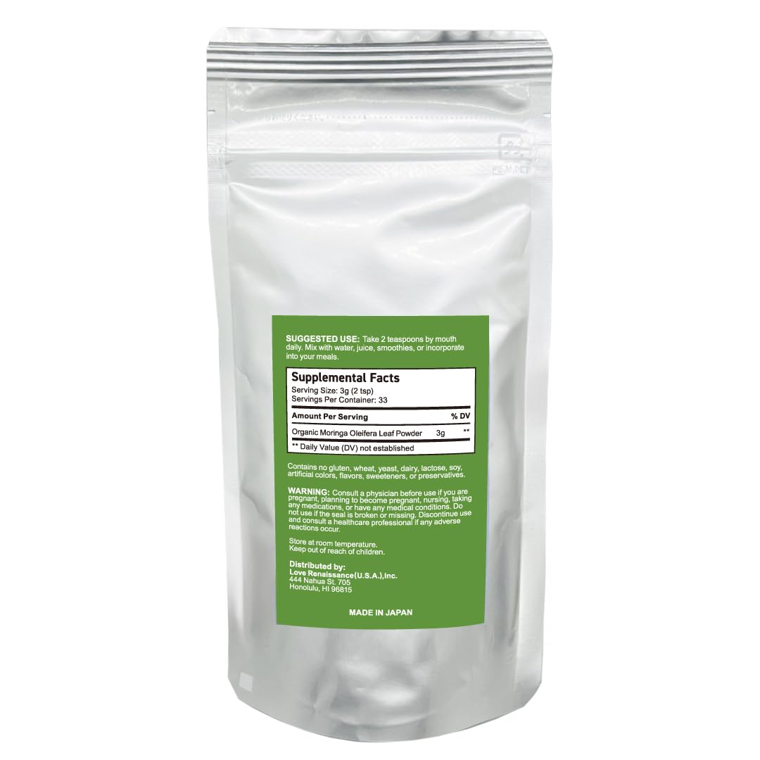 Marunga Moringa Powder pouring into liquid for quick energy drinks.