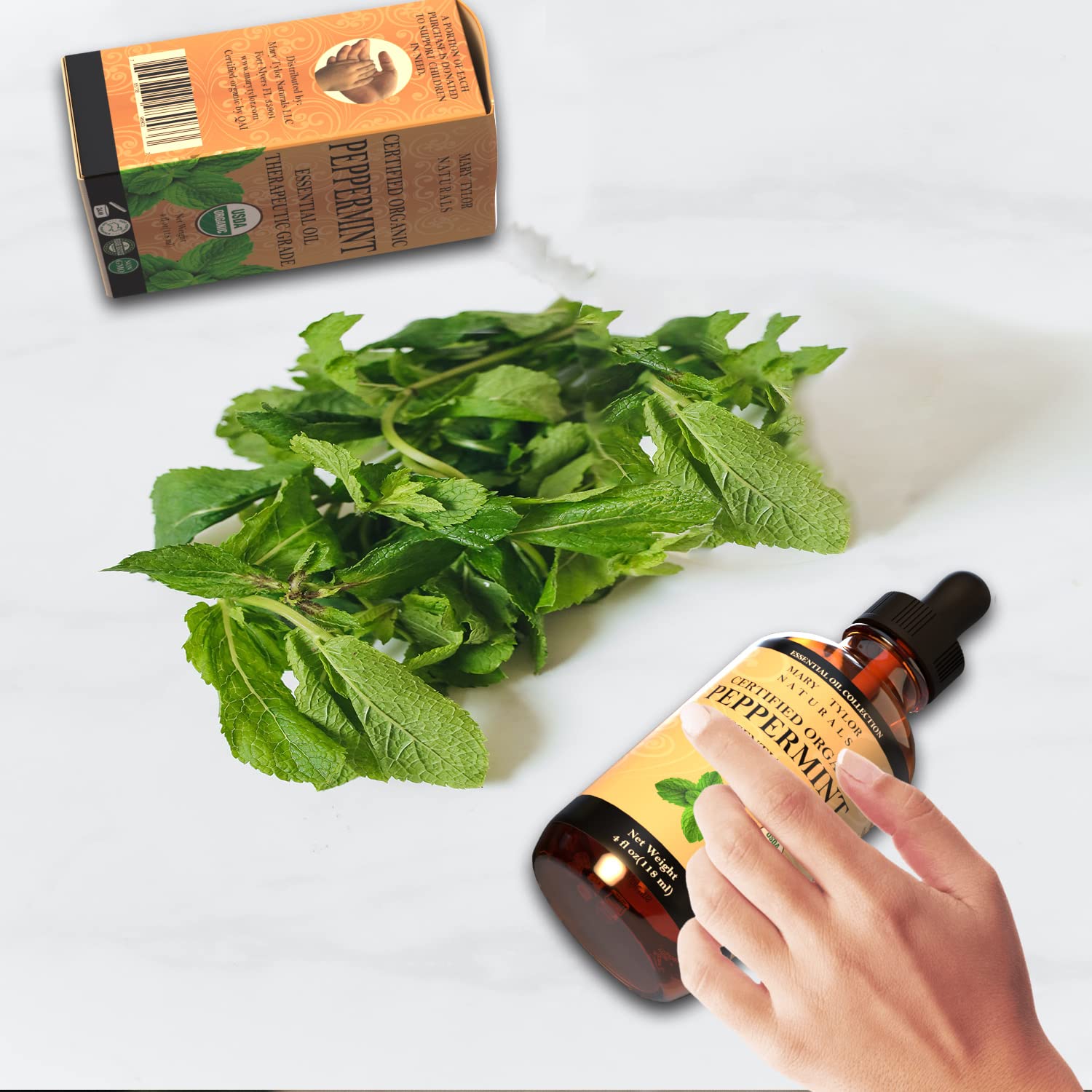 Mary Tylor Naturals peppermint oil safety label for external use