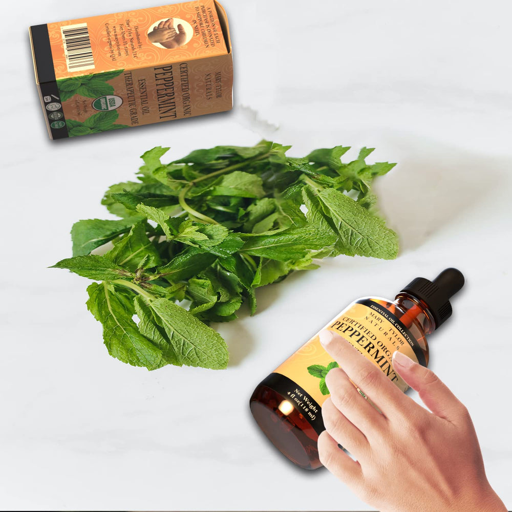 Mary Tylor Naturals peppermint oil safety label for external use