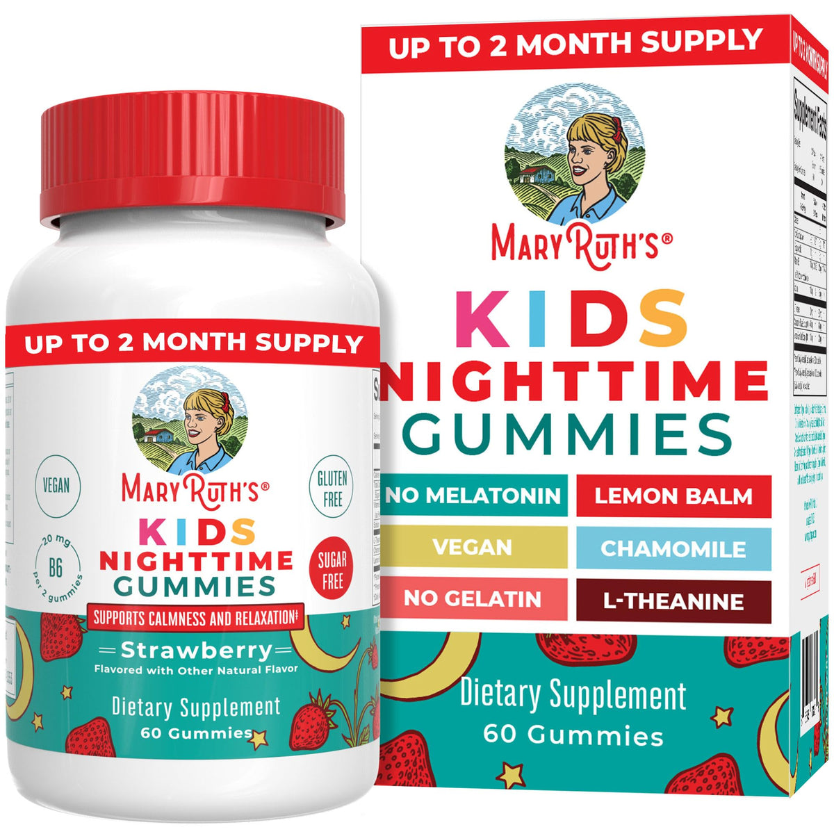 MaryRuth Organics Kids Nighttime Gummies bottle for bedtime routine and flavor