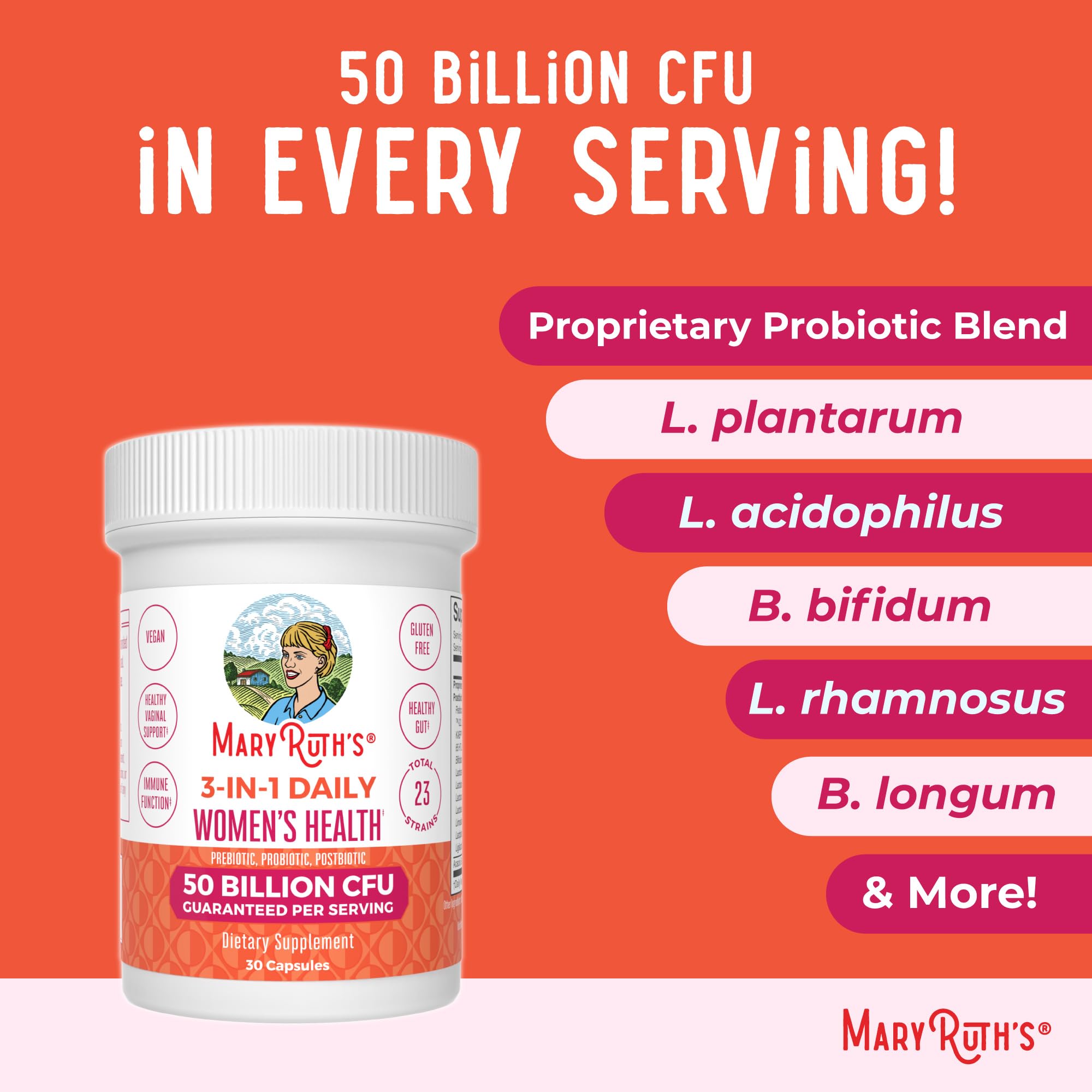 MaryRuth Organics lifestyle shot emphasizes gut health and wellness