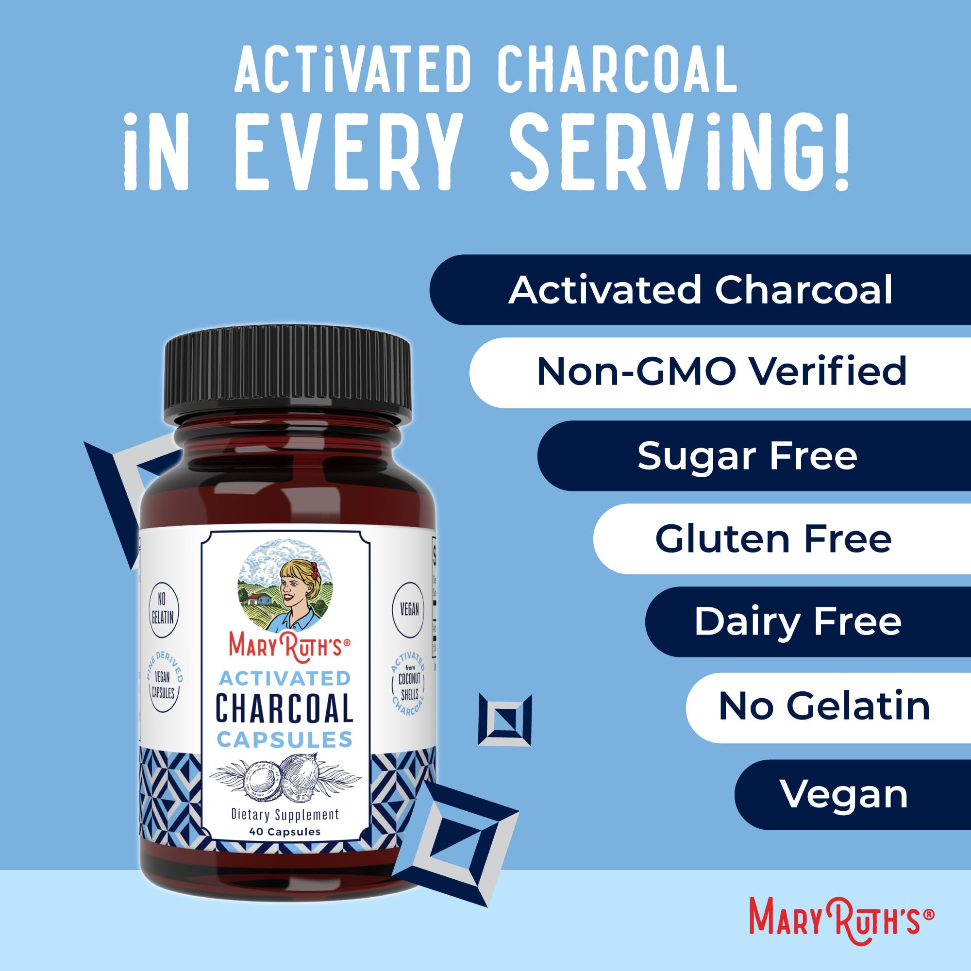 MaryRuth Organics vegan capsules, dairy-free and gluten-free on label.