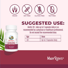 MaryRuth Organics Berberine capsules close-up, vegan supplement for everyday health