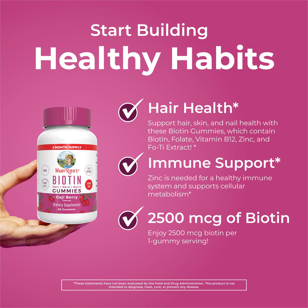 60-count MaryRuth Biotin Gummies bottle for everyday use