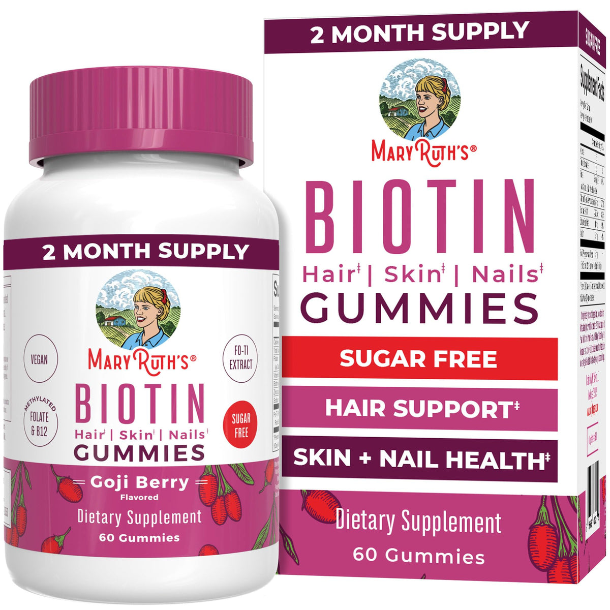 MaryRuth Organics Biotin Gummies bottle for hair, skin, and nails support