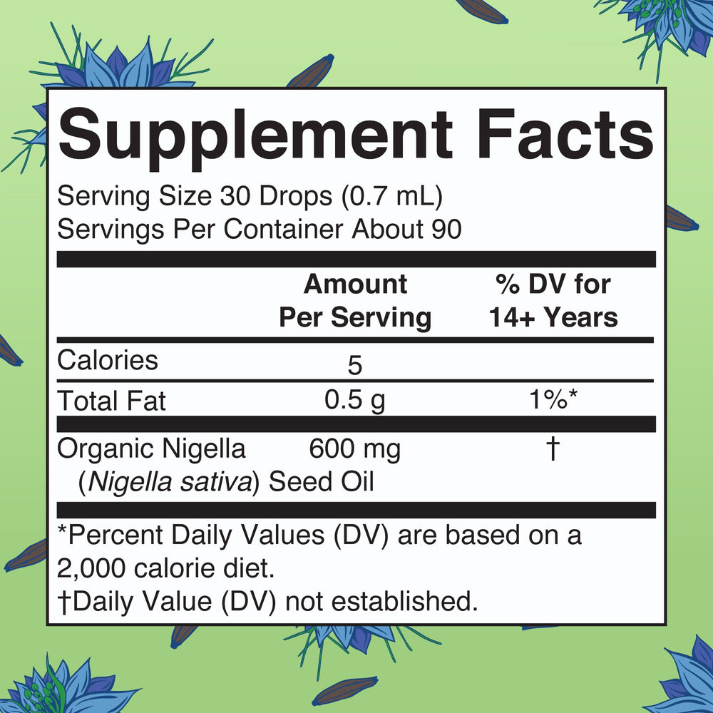 MaryRuth Organics Black Seed Oil dropper enables precise, easy dosing.