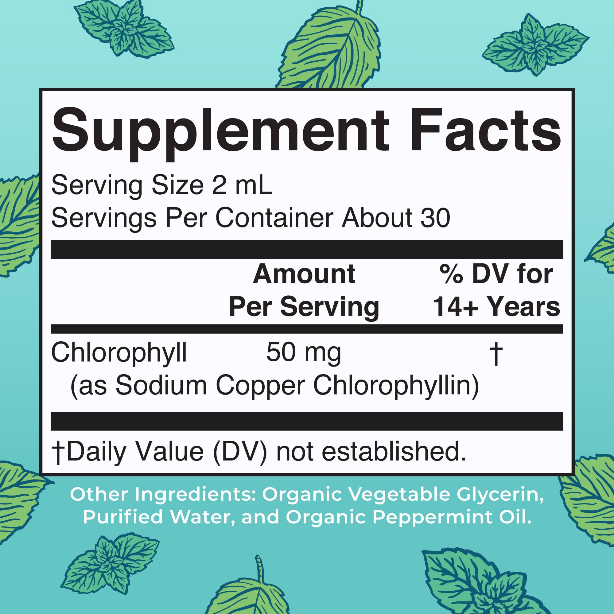MaryRuth Organics Chlorophyll Drops poured into water for a minty sip.