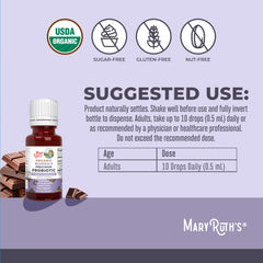 Chocolate flavored drops from MaryRuth Organics promote easy daily probiotic intake.