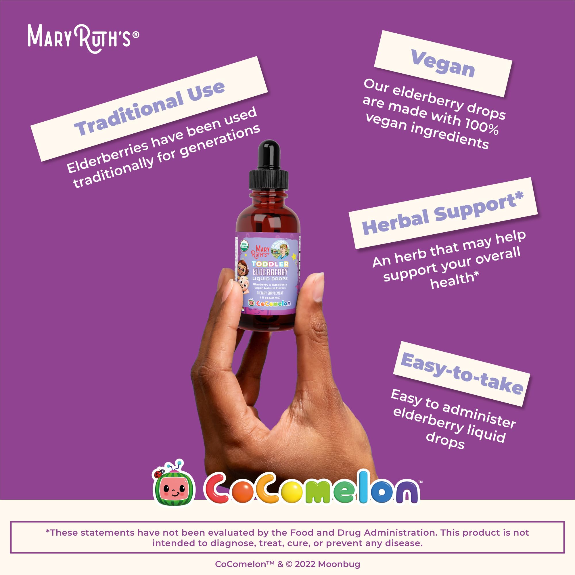 USDA Organic badge on MaryRuth Organics Cocomelon elderberry syrup