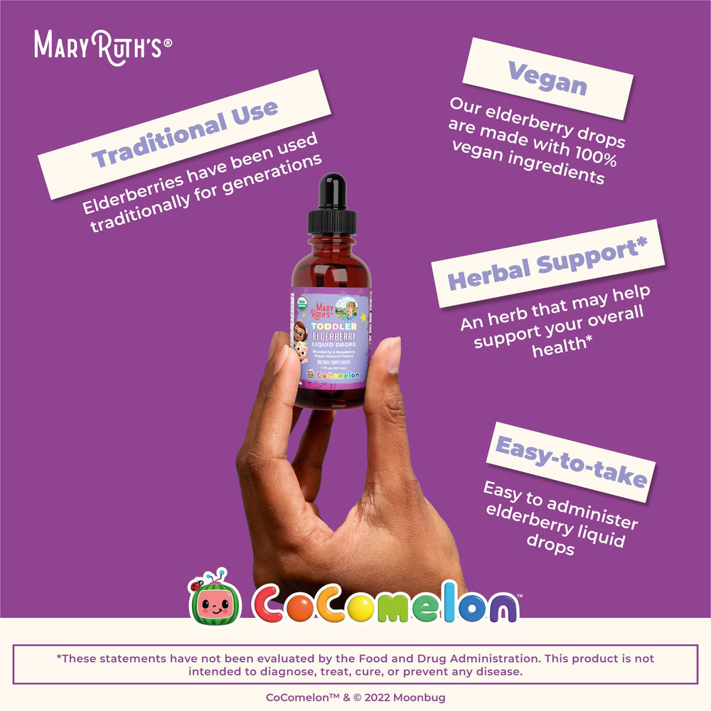 USDA Organic badge on MaryRuth Organics Cocomelon elderberry syrup