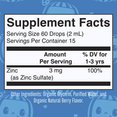 Child sipping berry flavored zinc drops with CoComelon design