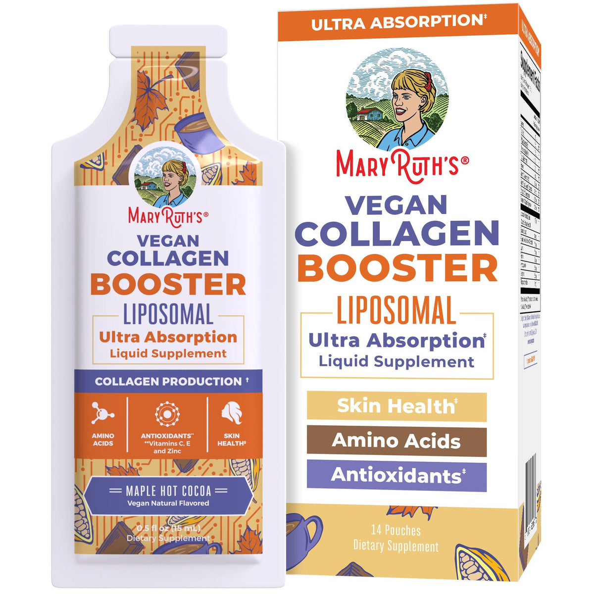 MaryRuth Organics Collagen Booster Liposomal bottle pour supports daily skin and joint vitality.