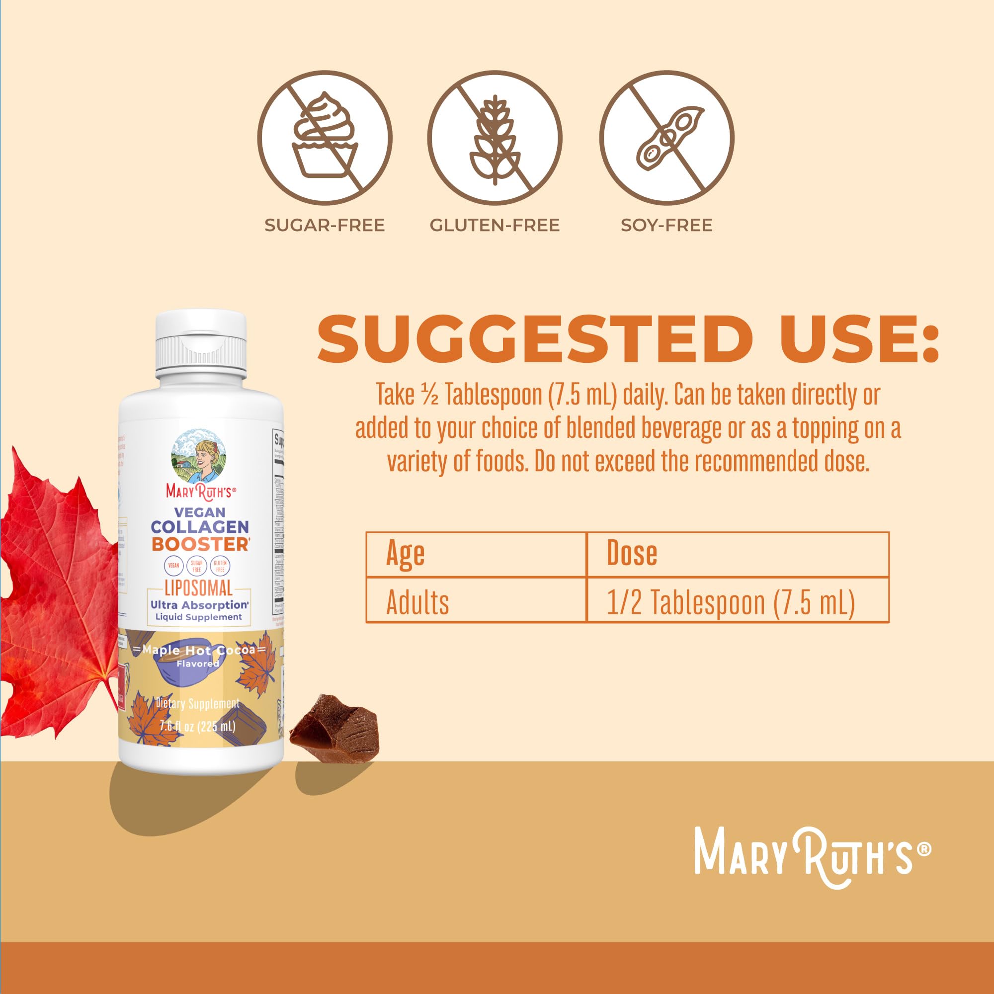 Closeup of collagen booster liposomal ingredients including vitamins C and E.