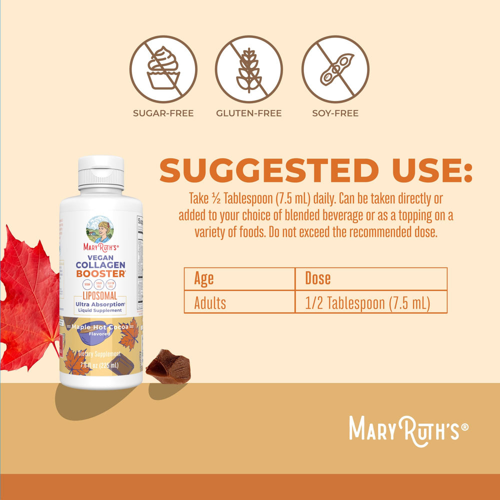 Closeup of collagen booster liposomal ingredients including vitamins C and E.